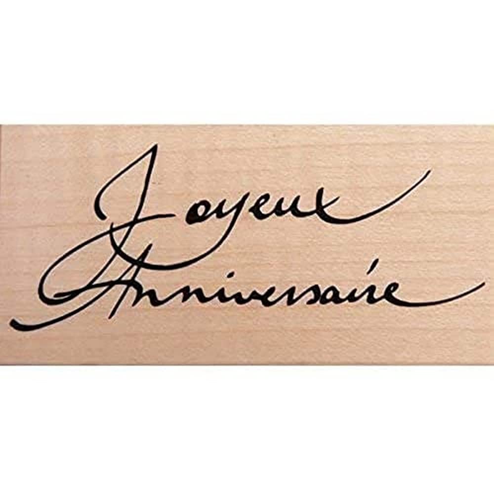 Artemio Type E Text Joyeux Anniversaire Wooden Stamp