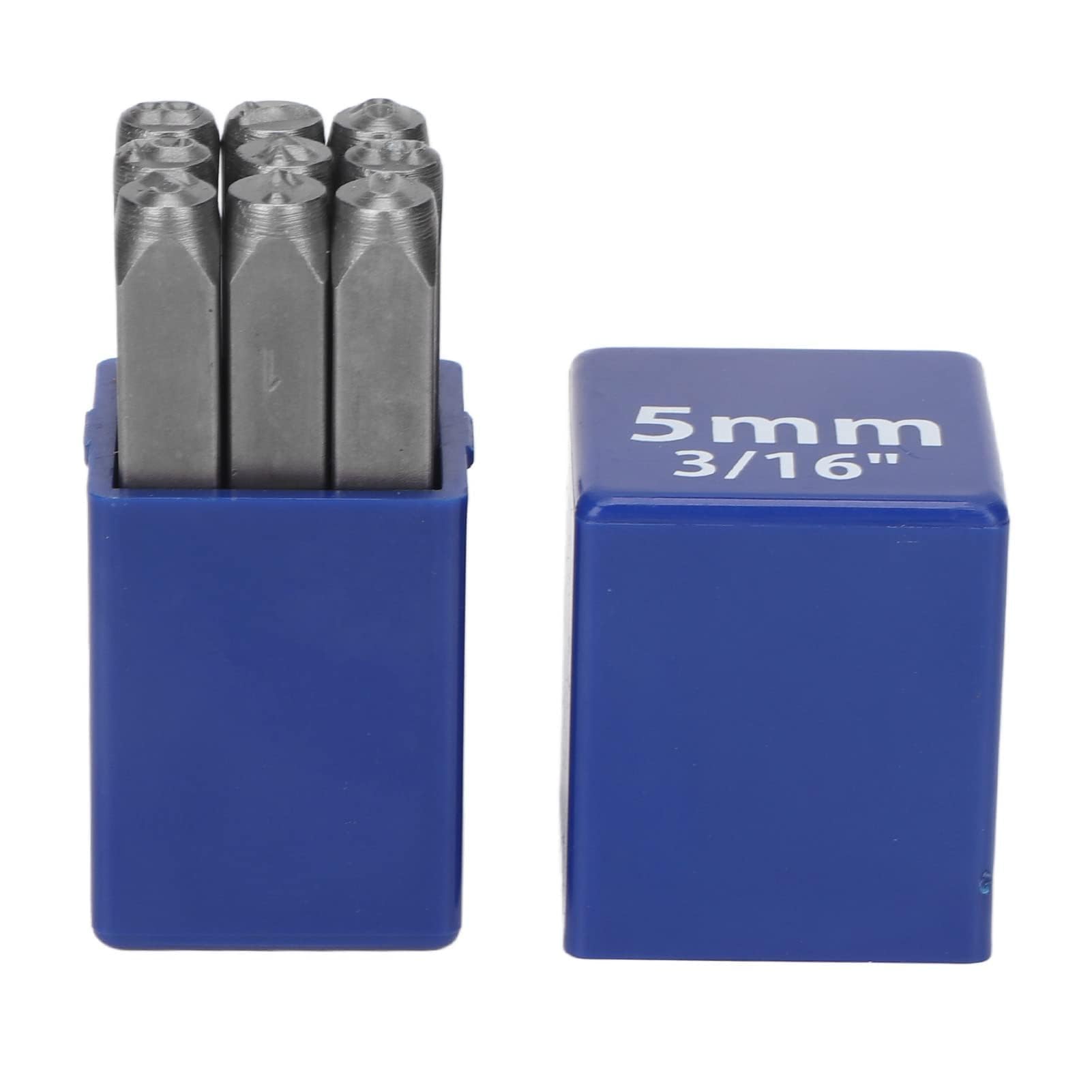 Number Metal Stamp Set, 9 Pcs 5mm Professional Steel Number Punch Set with Storage Box for Lmprinting Metal Plastic Wood Leather
