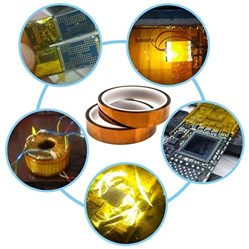 High Temperature Heat Resistant Tape 50mm X108ft AIYUNNI Polyimide Film Adhesive Tape Heat Press Tape Sublimation Tape - for 3D Print Bed,Soldering,Protecting CPU, PCB Circuit Board etc.