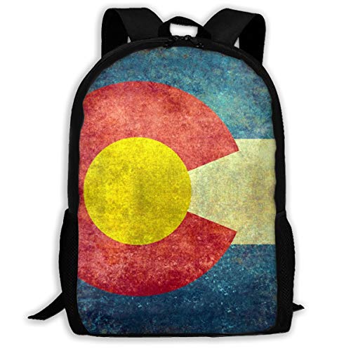 Adult Classic DIY School Backpack USA Amerrica Colorado State Flag Multipurpose 3D Printing Casual Backpack College Bags For Travel Camping Hiking Outdoor Sports Men Women