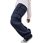 Men's Heavyweight Fleece Cargo Sweatpants Loose Fit Thick Wide Leg Sweats with Pockets