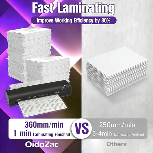 Laminator Machine, 9-Inch Letter Size Laminating Machine with 15 Laminating Pouches for Small Desktop, 4 in 1 Never Jam Thermal Laminator with Trimmer Corner Rounder for Office School Home
