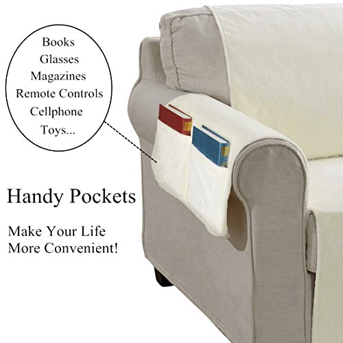 YEMYHOM Real Non-slip Pet Dog Sofa Covers Protectors with Waterproof Flannel Fabric (Chair, Cream) - Thumbnail 5
