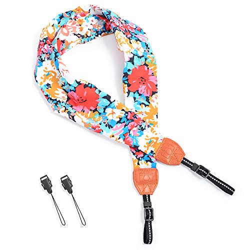 Camera Strap, Soft Scarf Camera Neck Shoulder Strap Belt (Flower)