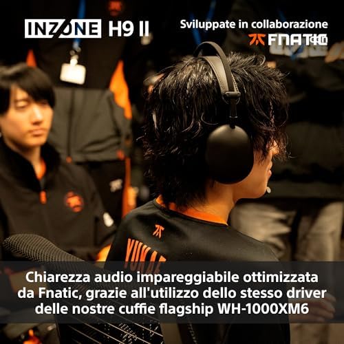 INZONE H9 II Cuffie da gaming wireless con cancellazione del rumore – Audio spaziale a 360°, Microfono con riduzione del rumore, Batteria da 30 ore, Design leggero, Bluetooth Cablato, PC – Black