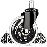Sunplustrade 3-Inch Rollerblade Style Office Chair Caster Wheel Replacement, Black (Set of 5)