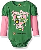 John Deere Girls' Baby Bodyshirt, Green/Medium Pink, 3/6 Months
