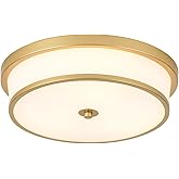 MIAOMEIO 16 inch Flush Mount Ceiling Light, 3-Light Close to Ceiling Light Fixtures with Gold Finish for Livingroom Bedroom K
