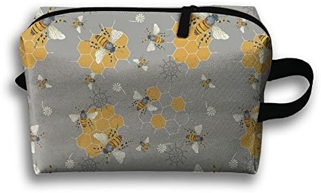 Honeycomb Bee Makeup Bag Travel Cosmetic Pouch Bag Multiple Tote Shopping Bag