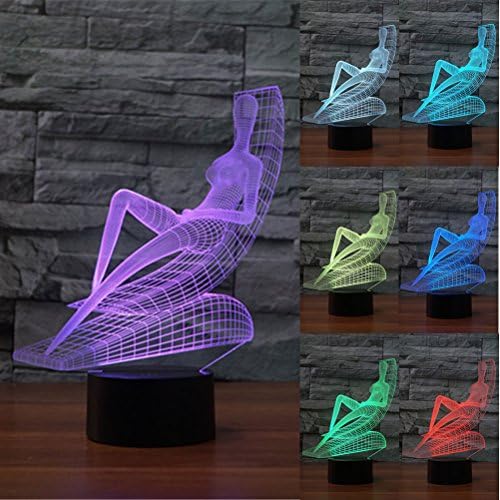 ZLTFashion 3D Visual Optical Illusion Colorful LED Table Lamp Touch Cool Style Night Light Christmas Prank Gifts Romantic Holiday Cute Creative Gadget (Solarium)
