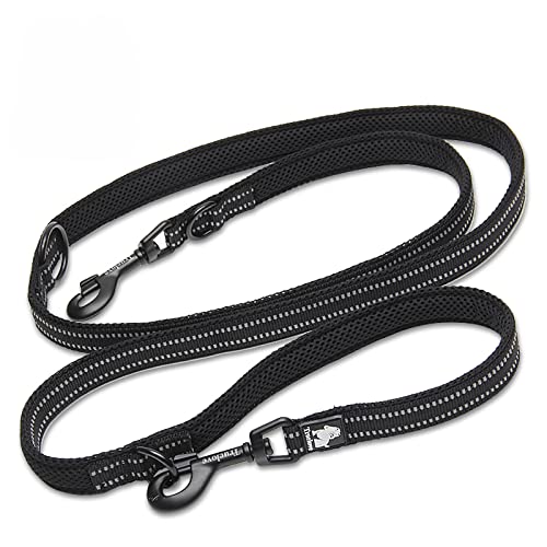 WINHYEPET True Love 7 In 1 Multi-Function Adjustable Dog Lead Hand Free Pet Training Leash Nylon Reflective Comfortable Multi-Purpose Dog Leash TLL2411(Black,M)