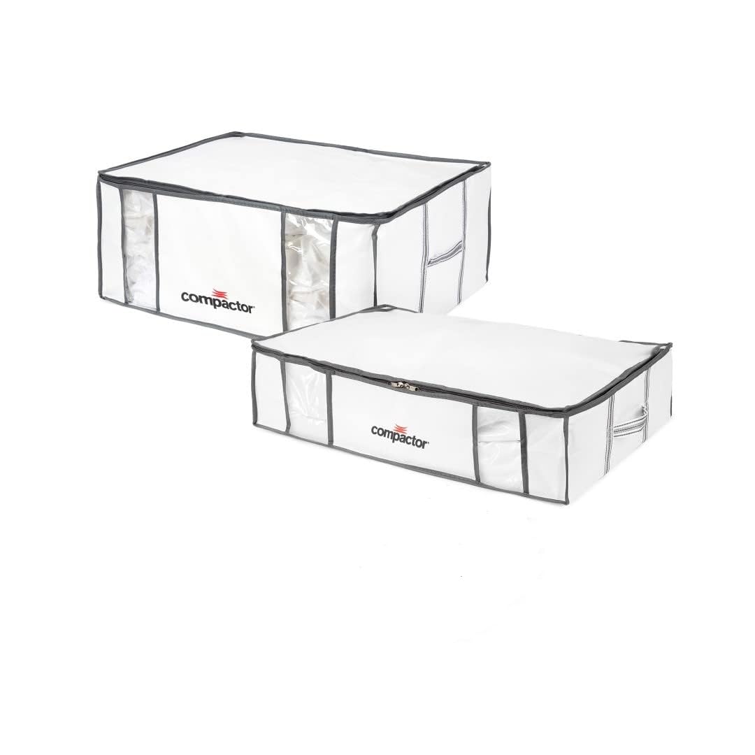 Compactor Space Saver Vacuum Pack Storage Set, Includes 2 Semi Rigid Vacuum Storage Boxes and 2 Extra Flat Vacuum Bags, Assorted Sizes, RAN7678