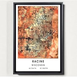 Racine Map Poster, Wisconsin Map Art Poster, Map