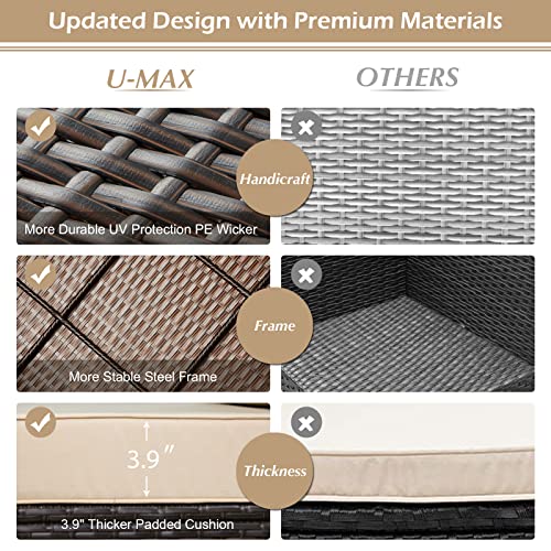 UMAX 7 Piece Outdoor Patio Furniture Set, PE Rattan Wicker Sofa Set