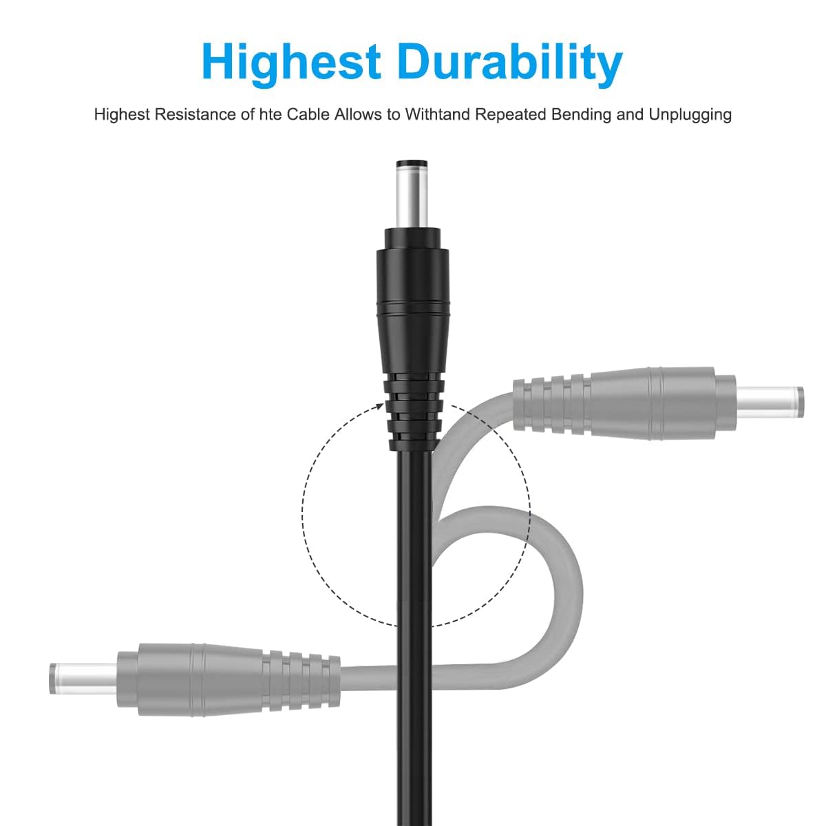 2Pack 16AWG DC Plug Connector Power Pigtails Cable,2.1mm x 5.5mm Male Plug to Bare Wire Open End,12 Volt DC Barrel Supply Adapter Repair Cord for CCTV Security Camera,12v LED Strip Light 3ft