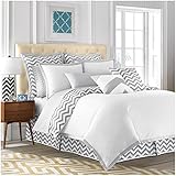 Jill Rosenwald Copley Collection Buckley Duvet Cover, King, Chevron, Grey