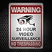 HISVISION Video Surveillance Sign 4-Pack, No Trespassing Metal Reflective Warning Sign, UV Protected & Waterproof, 10