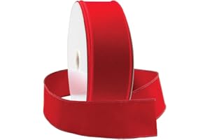 OLYPHAN Red Velvet Ribbon Wired 2.5 Inch Wide X 30 Yards Long Wire Edge Trim Christmas Tree Ribbons for Gift Wrapping Indoor Outdoor Bows Xmas Trees Decoration Trimmings Gifts Wreaths Home Decor Tree Topper