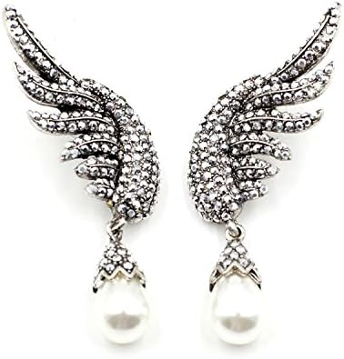 2017 New brand design statement fashion stud Earrings for women simulated pearl wing earring Factory Price earring