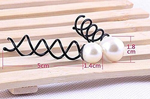6PCS Pearl Spiral Hair Pin Clip Bun Stick Spin Screw Twist Barrette Hair Jewelry for Women Girls DIY Hair Styling Tools (Small 1.4cm) - Image 4
