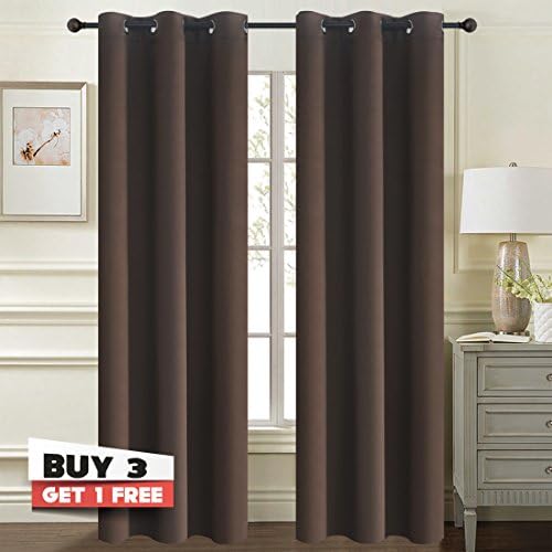 Solid Thermal Insulated Blackout Window Curtains / Draperies / Panels for Bedroom/ Living Room/Sliding glass doors Top Fation Grommet by Alice Brown (2 Panel,W42 x L84 –Inch,Toffee Brown)