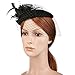VBIGER Women's Fascinator Woolen Felt Pillbox Hat Cocktail Party Wedding Bow Veil (Black 3)
