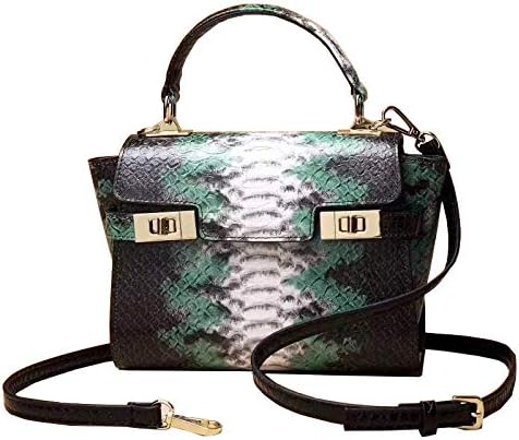 Crossbody Bag, New Fashion Real Leather Python Veins Ladies Handbag Party Travel Shoulder Bag Travel (Color : Green, Size : One Size)