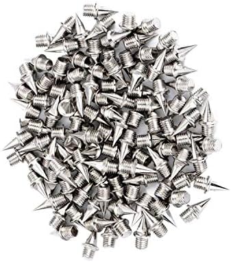 Track Spikes, Steel Spikes 1/4''Track Spikes Pyramid Shoes Spikes Replacement Cross Country Spikes with Wrench for Men and Women-110 Pieces