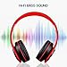 Bluetooth Headphones,Teetox Over Ear Hi-Fi Stereo Wireless/Wired Headset,Foldable,CVC 6.0 Noise Cancelling Mic,Compatible with Smartphones, Tablets, PC,iPods, iPhones, iPads, Laptops (Black&Red)