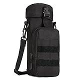 ArcEnCiel Molle Outdoors Tactical Shoulder Bag Gear Water Bottle Pouch Kettle Waist Back Pack for Army Fans (Black)