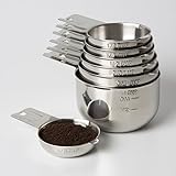 Measuring Cups 7 Piece with New 1/8 cup (Coffee Scoop) by KitchenMade-Stainless Steel-Nesting set.