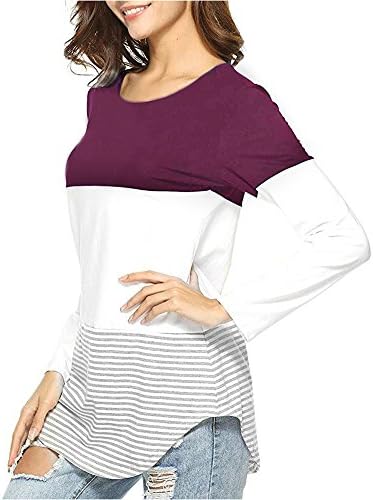 Women Shirts Lady Stripe Patchwork Short Sleeve Blouse Sweatshirt Pullover Tops Pink