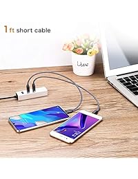 Cable corto USB C, paquete de 3 (0,5 pies + 1 pies + 3 pies) USB tipo C cargador de nailon trenzado cable de carga rápida compatible Samsung Galaxy S10+ S9 S8 Plus, Note 9 8, LG G5 G6 G7 V35, Google Pixel, Moto Z2 Z3