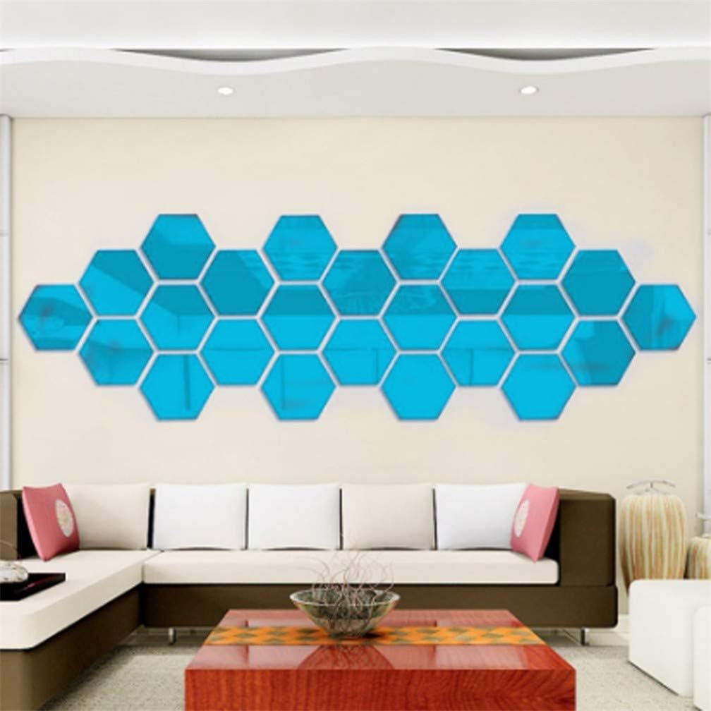 Hexagon Mirror Wall Stickers, 12PCS Mirror Art DIY Home Decorative 3D