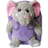 Kreative Kids Adorable Purple Elephant Plush Backpack w/ Shiny Eyes and Removable Stuffed Animal