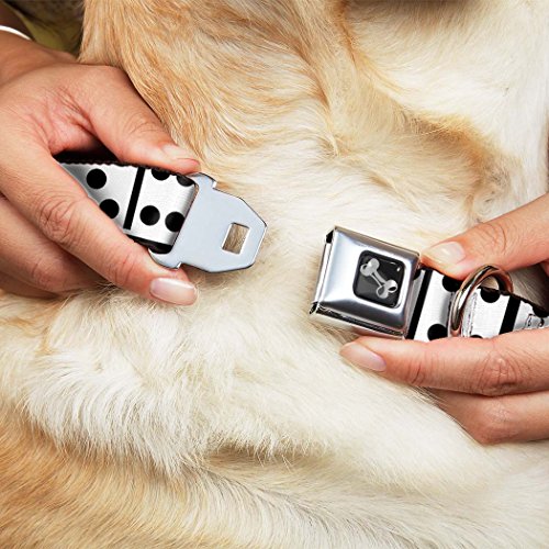 Buckle-Down Dominos Black/White/Black Dog Collar Bone, Small/9-15"