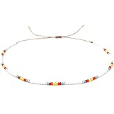 Beaded Choker Necklace for women and Teen Girls, Boho Bohemian Adjustable Colorful Seed Beads Necklace, Handmade Native American Style Jewelry by TRIBES
