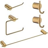 RARANDOM Champagne Bronze Bathroom Hardware Set 5 Pieces Include 24 inch Towel Bar Towel Ring Toilet Paper Holder Towel Hook for Bathroom,SUS304 Stainless Steel.RD96068S-5CB-2