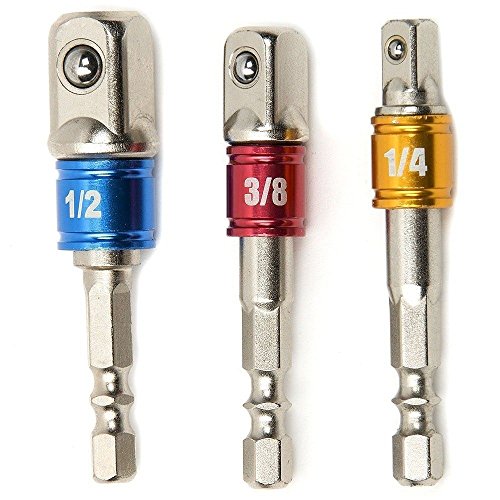 Click Here to See More Images Xshine Power Hand Tools Driver Extension Socket Adapter Sets, 3Pcs 1/4
