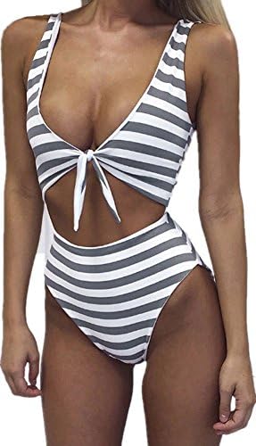 Womens Swimsuits,Women Sexy High Waisted Bikini Sets Tie Knot Swimsuit Beachwear(Gray,L)