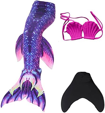 MENAFIN Girls Fin Mermaid Tail Swimwear With Monofin Costume Swim Sets