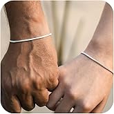 2.5&3mm Set 925 Sterling Silver Snake Chain Bracelet for woman&Men's Couple Bracelets set,Trendy hip-hop Gift for Grilfrieng/Boyfriend jewelry, No fading/Hypoallergenic layered Link