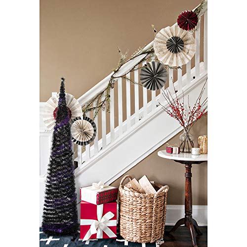 MACTING 5ft Pop up Christmas Tinsel Tree with Stand Easy-Assembly Tinsel Coastal Glittery Halloween Christmas Tree for Holiday Xmas Decorations (Purple-Black)