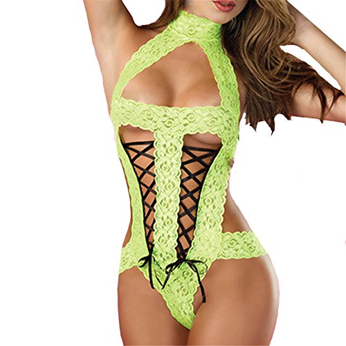 â­sfe,Sexy Lingerie For Women,Women Siamese Strap Lingerie Lace Underwear Bodysuit Temptation Pajamas Sexy Ladies Wild Temptation (Free Size, Green)