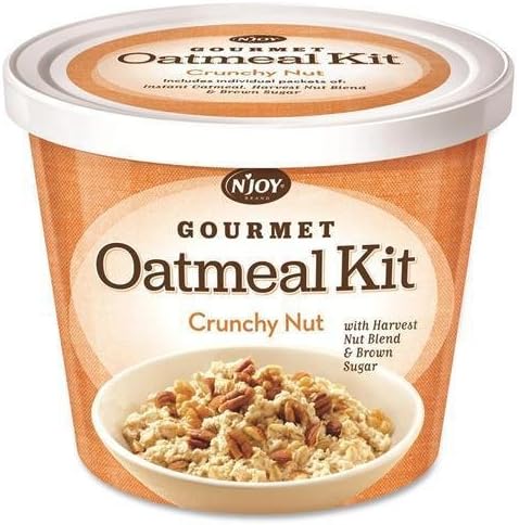 40776 Sugar Foods N'JOY Crunchy Nut Oatmeal - Resealable Lid, Individually Wrapped - Cup - 1 Serving Cup - 2.29 oz - 8 / Carton