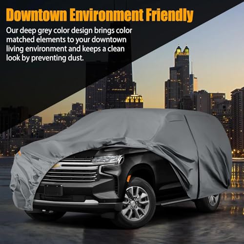 Car Cover Custom Fit for 2000-2026 GMC Yukon Accessories, Waterproof All Weather Full Exterior Cover with Door Zipper & Windproof Straps for Rain Dust Hail UV Protection