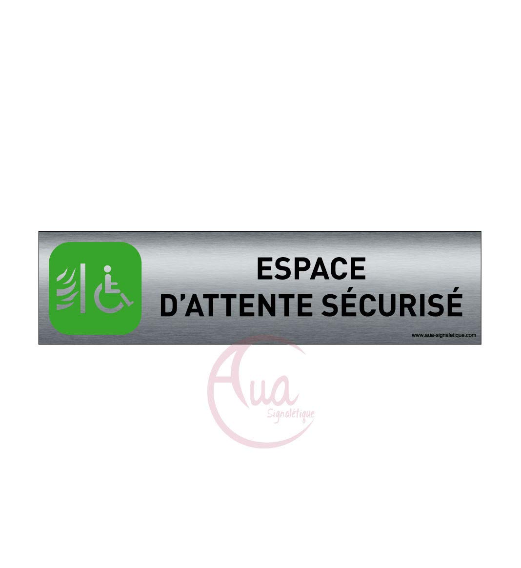 Plaque de porte aluminium brossé imprimé -Dimensions 200 x 50 mm - Double face adhésif au dos - Impression UV directement sur l'aluminium (Pas de contre collage) (Espace attente)