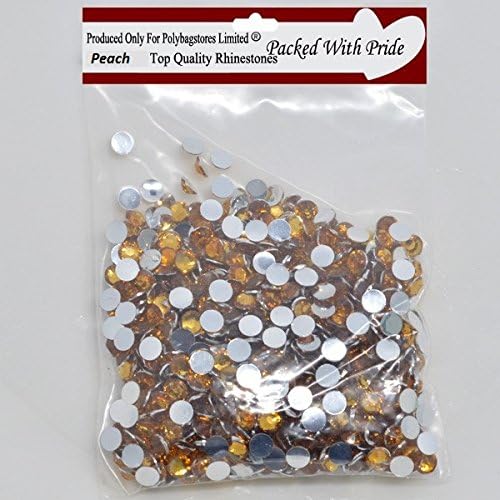 POLYBAGSTORES PACK OF 2,000 PEACH - 3mm Flat Back Rhinestone Diamantรฉ Gems 21 Colours Available In Many Quantities