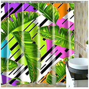 Blisfille Bathroom Curtains 212X212Cm Shower Curtains Bathroom Polyester Green Leaf 180X200Cm