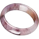 Natural Purple Jade Bangle Bracelet for Women with Floating Patterns, Symbol of Elegance and Luck, Round Multi-Polished Design with Box, Birthday Wedding Anniversary Mother's Day Gift